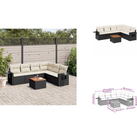 7-tlg. Garten-Sofagarnitur mit Kissen Schwarz Poly Rattan - Gartenmöbel Set - PE-Rattan Möbel - Outdoor Lounge - Esszimmergarnitur - Balkonmöbel (1/3)