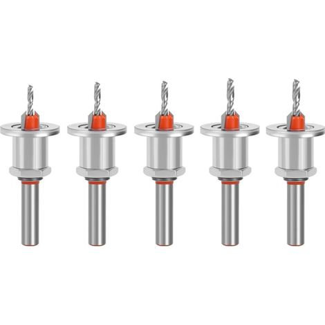 5-teiliges 8-mm-Senkbohrer-Set für die Holzbearbeitung, Senkbohrer mit Tiefenanschlag und Senkbohrer, zum Bohren von Löchern in Holz, Kunststoff und anderen Materialien