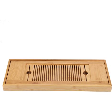 Plateau de service à thé miniature en bambou (1 pièce), style Gongfu chinois, pour la maison ou le bureau, 38 x 15 cm (1/5)