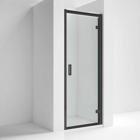 Nuie Rene Hinged Shower Door 700mm Wide with Matt Black Profile - 6mm Glass (1/5)