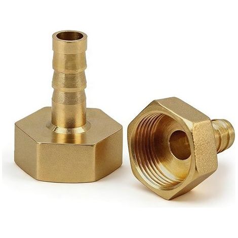 2 Pièces Barbed Brass Raccords, 10mm x G3/4 Femelle Filetage Interne Tuyau Coupleur, Raccord de Tuyau en Laiton avec Hexagone pour Raccords de Tuyaux, Eau, Air, Gaz, Conduites d'Huile, Jardin (1/4)