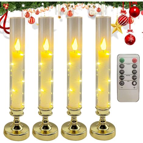 Bougies Sans Flamme - Bougies Électriques Vacillantes avec Télécommande - Décoration de Cheminée, 4 Pièces Lumière d'Ambiance Décorative pour Fêtes, Tables à Manger, Banquets de (1/5)