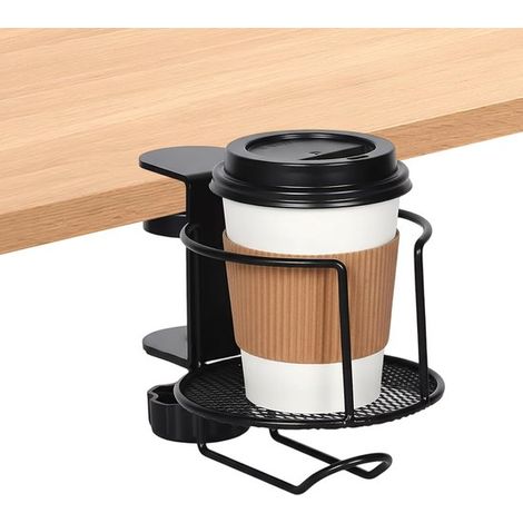 Robuster Becherhalter für den Schreibtisch mit Klemme und auslaufsicheren Clips für Kaffee und Getränke