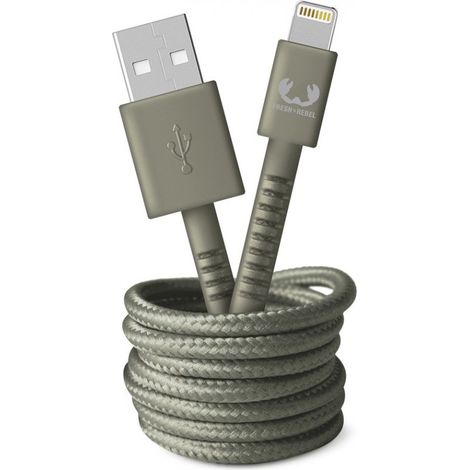 Fresh 'n Rebel – Apple USB-auf-Lightning-Ladekabel – 2 Meter – Hochwertiges, geflochtenes Kabel – Getrocknetes Grün (1/3)
