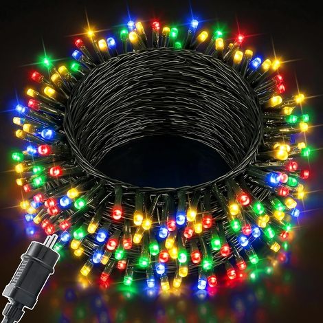 Guirlande Lumineuse Exterieure Intérieur 10m/100LEDs Guirlande Lumineuse Sapin en 8 Mode, Étanche IP44, Minuterie, Fonction Mémoire, Deco Noel Exterieur pour Chambre, Mariage, Multicolore (1/5)