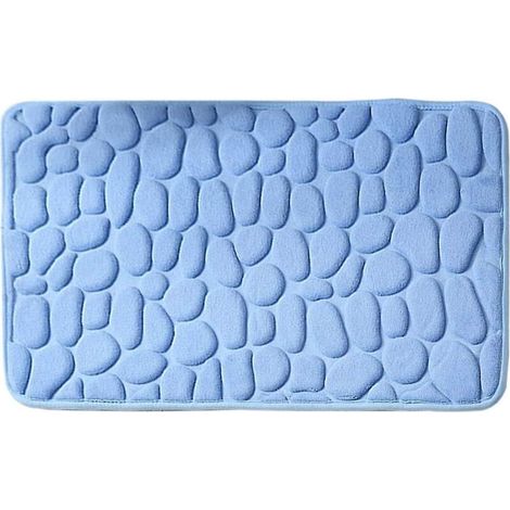 Blaue Badematte aus Memory-Schaum, 40 x 60 cm, saugfähig und rutschfest. (1/5)