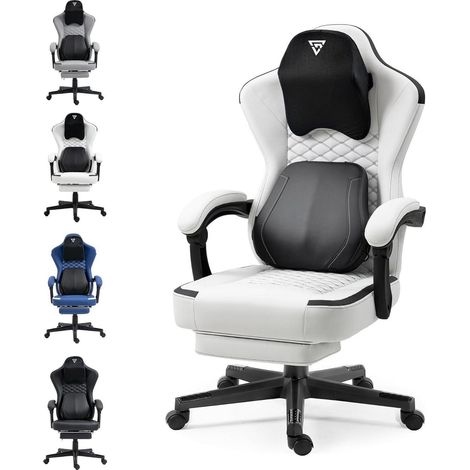 Gaming Stuhl mit beheizter Massage Lendenwirbelstütze und (1/5)