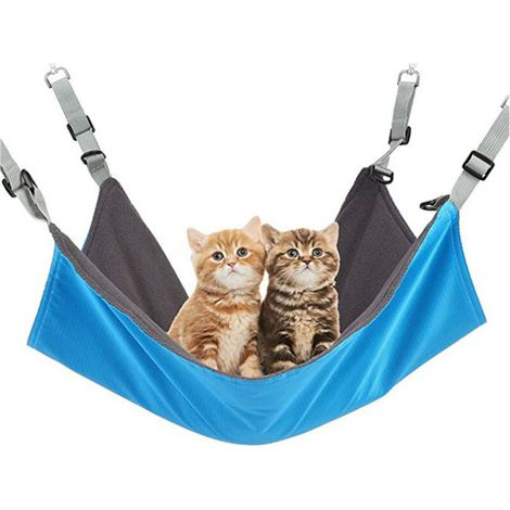 Panier bleu pour chat avec sangles et crochets réglables pour petits animaux