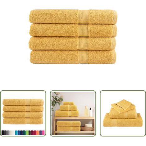 vidaXL Baumwolltuch - Premium Saunatücher SOLUND 4 Stk. Gold 80x200 cm 600 g/m²