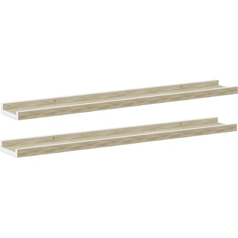 Maison Exclusive - Wandregale 2 Stk. Weiß und Sonoma-Eiche 80x9x3 (1/5)