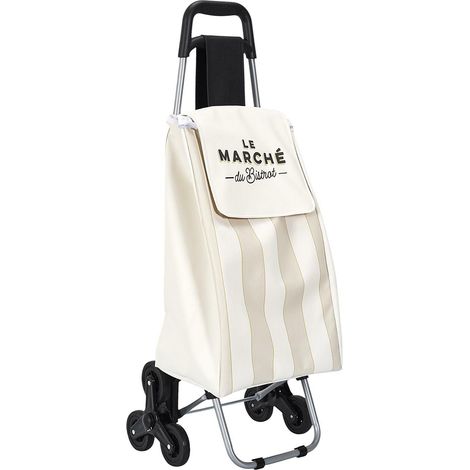 Carrello della spesa Bistrot a 6 ruote con strisce beige