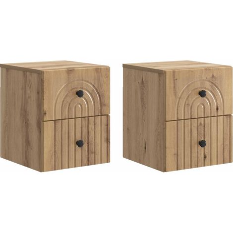 Mesita de Noche de Pared con cajón 2 pcs Roble Artesanal vidaXL