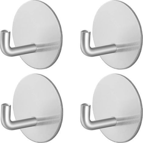 4 Pieces Stainless Steel Adhesive Wall Hook, Bathroom Towel Hook Coat Hooks Wall Hook No Drilling Kitchen Hook Door Hook Tea Towel Hook Adhesive Picture Hook (1/5)
