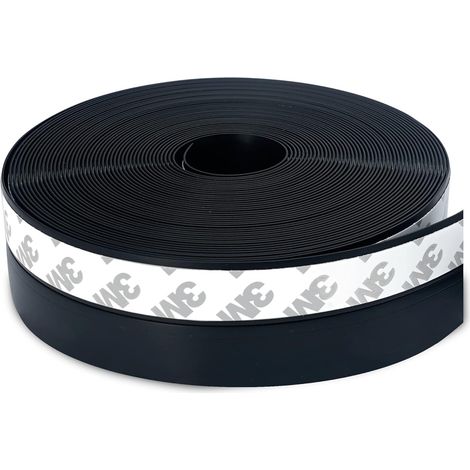Bas de Porte Adhésif, 10M x 3,5CM Bande d'étanchéité Auto-adhésive de Silicone pour Porte et Fenetre. Protection contre l 'eau, Protection contre les Insectes, Réduction du Bruit (Noir)