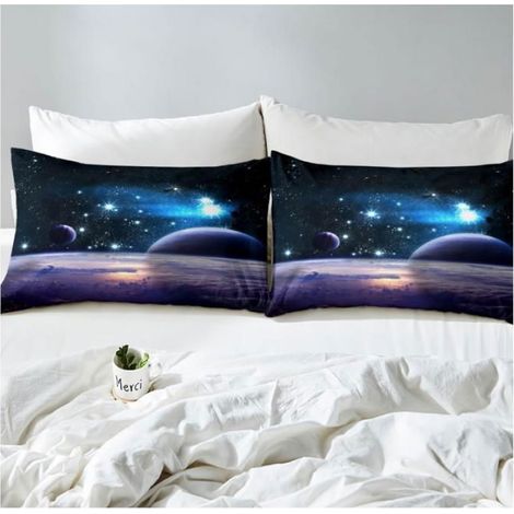 Housse De Couette - Enfant - 140x200 cm - Imprimé Planète Galaxie - Microfibre - 1 Pièce (1/4)