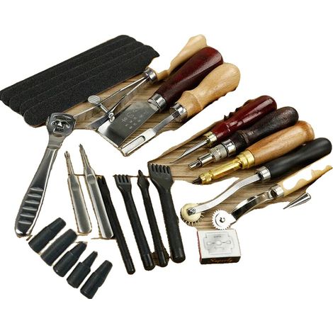 Kit d'outils d'artisanat du cuir, qualité professionnelle, 18 pièces, multicolore