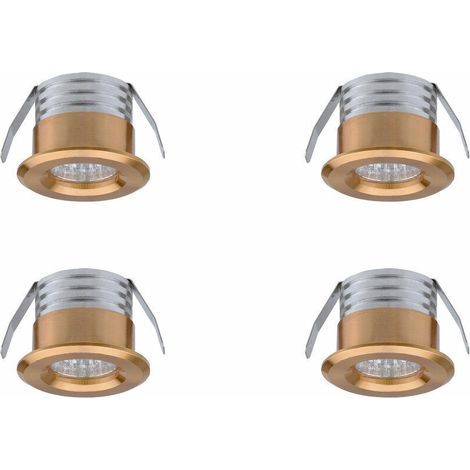Lot de 4 mini spots LED encastrables 3W – Lumière chaude 3000K – 300 lumens – Aluminium et verre – Pour éclairage intérieur (1/3)