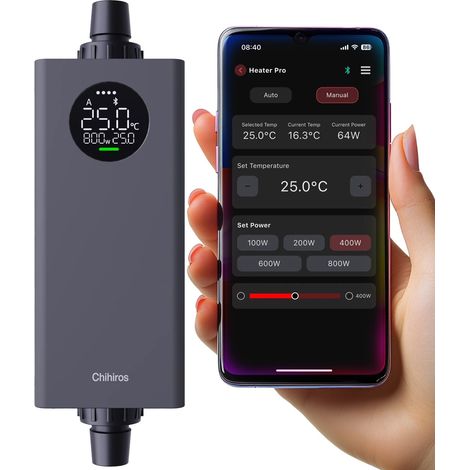 Chauffage externe pour aquarium 10-1000 W 12/16 contrôlé par application d'eau
