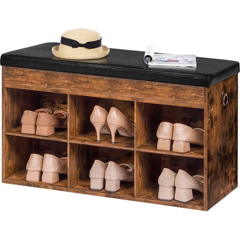 Schuhbank, Schuhregal mit Stauraum, 80 x 31 x 46 cm Sitzbank, Aufbewahrungshocker mit 6 Fächern, Schuhschrank für Eingang, Flur, Wohnzimmer, Schlafzimmer HOOBRO EBF80HX01