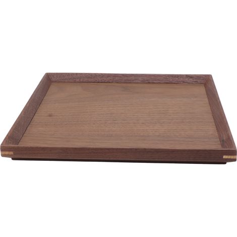 Plateau de service en bois rectangulaire pour thé, fruits, aliments, repas et travail en cuisine ou chambre 20 x 20 (1/5)