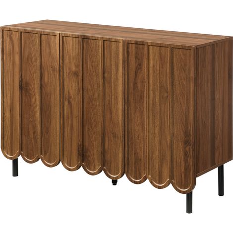 ELVMI Sideboard mit 4 Türen, verstellbaren Einlegeböden und Push-Open-System für Wohnzimmer aus MDF 120 × 35 × 80 cm Walnuss (1/5)