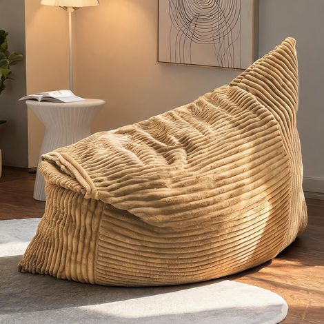 Pouf poire convertible 3-en-1 en corduroy jaune 180 x 125 cm (1/5)