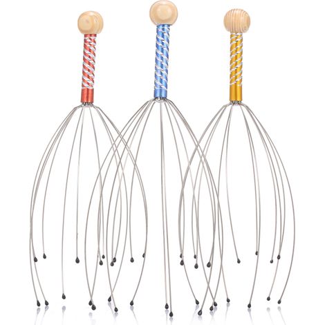 Lot de 3 masseurs de tête, gratte-cuir chevelu, gratte-cheveux portatif, outils de massage relaxants pour la tête et le corps (couleur aléatoire).