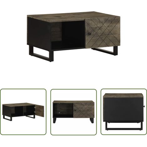 vidaXL Couchtisch Schwarz 80x50x40 cm Massivholz Mango (1/5)
