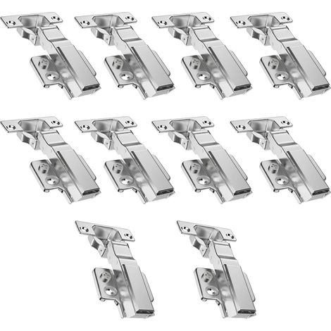 Charnières pour placards fermeture douce Complètement Recouvrante, avec Amortisseur Intégré Mécanisme de Fermeture Automatique Standard Charnière, 5 paire (10 pièces) (1/5)
