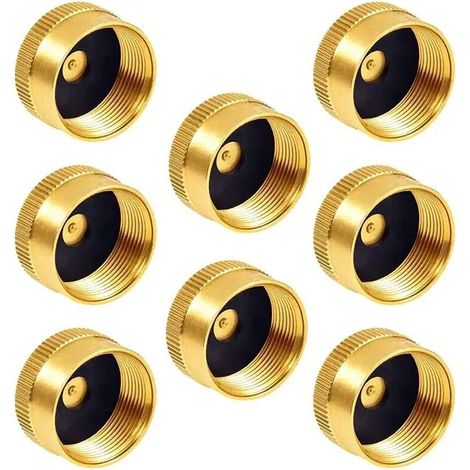 Nouveau - Lot de 8 bouchons en laiton massif pour bouteilles de propane, compatibles avec toutes les bouteilles de gaz de 1 lb (454 g). Bouchons de protection étanches, adaptés aux réchauds de camping
