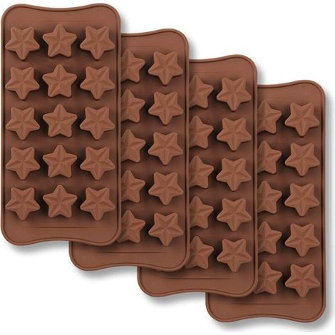 15-Cavity Star-Shaped Chocolate Mold, Non-Stick Food-Grade Silicone Mold Set for Candy Jelly and Ice Cubes (1/5)