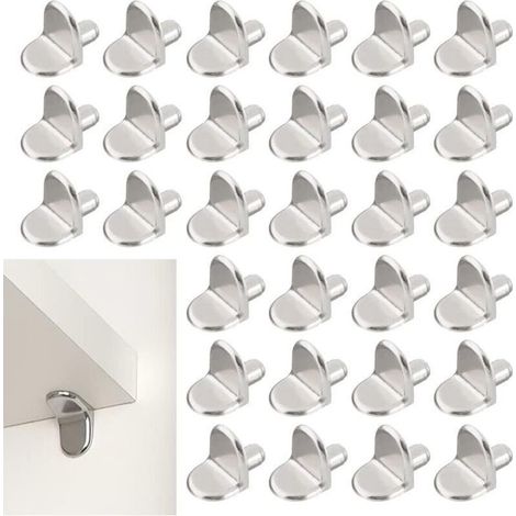 30 Pièces Chevilles de Support d'Étagère, 5mm Taquet Étagère Support en Forme de L en Bois et Verre de Armoire Rangement Meuble Placard Bibliothèque (1/4)