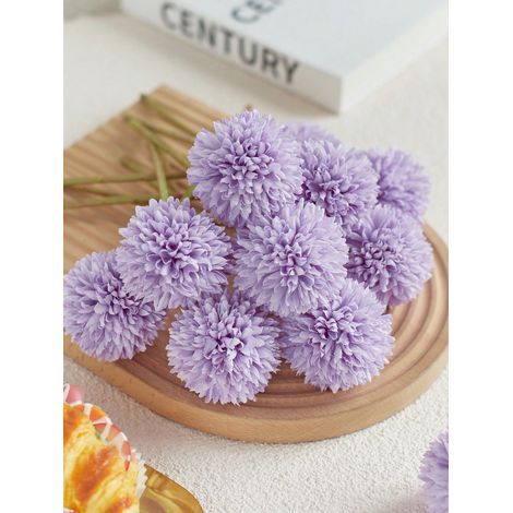 16 bouquets de fleurs artificielles : chrysanthèmes en boule, pissenlits et hortensias, adaptés comme décoration pour amis, mariages, maison ou bureau, idéal comme cadeau pour la Saint-Valentin. (1/4)
