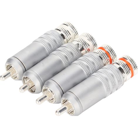 Connecteur RCA Argenté 4 Pièces Haute Qualité pour Câbles Audio 9mm, Soudure Facile et Compatible Ligne Coaxiale