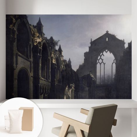 Papier peint intissé pour salon chambre à coucher peint imprimé pour mur - Colle incluse gratuite Ruines gothiques 104x70 cm (1/5)