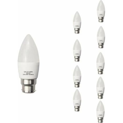 Ampoules LED B22 6W 220V C37 180° Lot de 10 - Lumière Blanche Froide 6000K-8000K - SILAMP (1/2)
