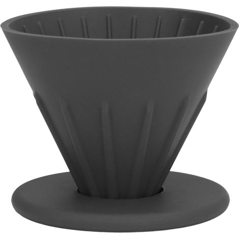 Porte-filtre à café réutilisable en silicone pour voyage, randonnée, camping, bureau et maison - Noir (1/5)