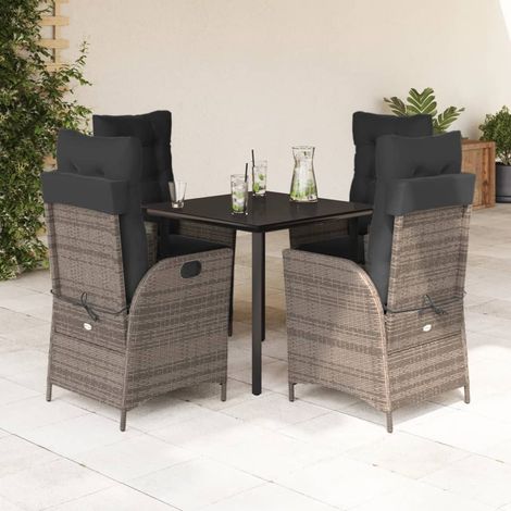vidaXL Ensemble à manger de jardin 5 pcs coussins gris résine tressée (1/5)
