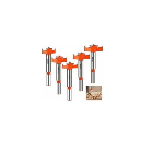 5 Pices Mches Bois, 30/40/45/50/60mm Fraises Bois Carbure, Forets Meches a Bois, Queue Ronde Jeu de Forets, Drill Bits, pour Faire la Dcoration Tiroirs, les Meubles et DIY (rouge)Fonepro