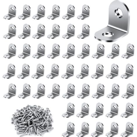 Équerre de Fixation , 20x20mm Équerre Métal avec 100 pièces Vis Equerre Assemblage Inox Equerre de Fixation Angle Droit Support pour la Fixation et la Réparation de Meubles (1/5)
