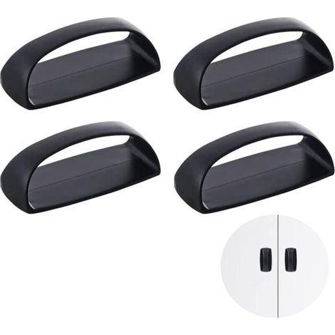KZQ 4 tiradores autoadhesivos para puertas correderas, armarios, ventanas, cajones, armarios, refrigeradores y otros muebles (negros) (1/4)