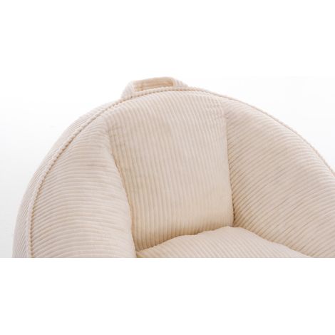 Fauteuil poire ergonomique en velours côtelé beige pour adultes et enfants (1/5)