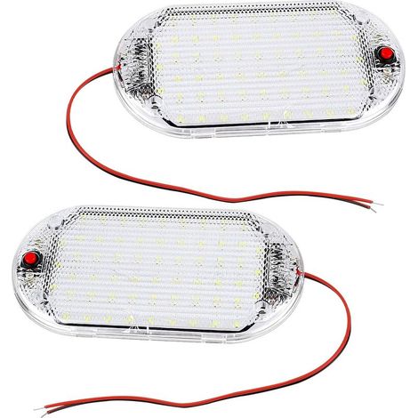 Éclairage intérieur LED pour voiture (lot de 2) avec interrupteur — Adapté aux berlines, fourgonnettes, camping-cars, camions et bateaux (Plafonniers / Lampes de lecture)