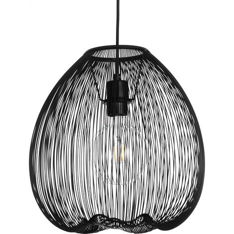 Lampadario in filo di acciaio nero opaco cm. Ø.35 H.36