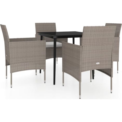 Ensemble à manger de jardin coussins 5 pcs,Salon de jardin Beige/noir CFW93767 (1/5)