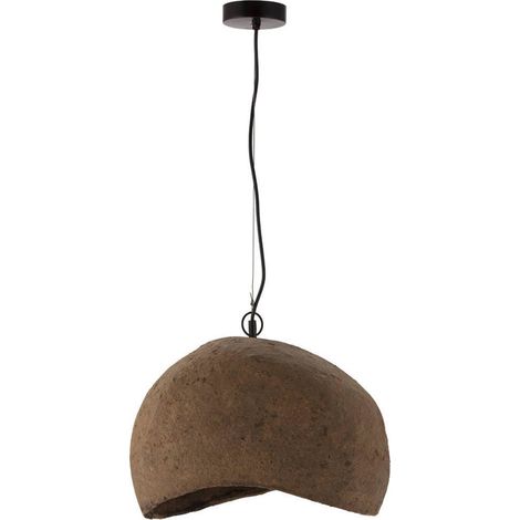 Suspension en papier mâché esprit naturel - brun et noir (1/4)