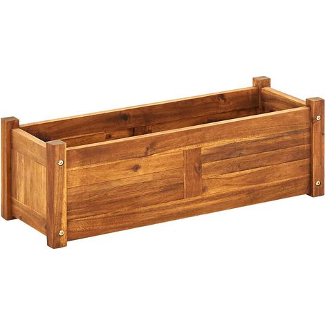 Jardinière de jardin - Balconnière à fleurs Lit surélevé de jardin Bois d'acacia 76x27,6x25 cm BV491557 - BonneVie (1/5)
