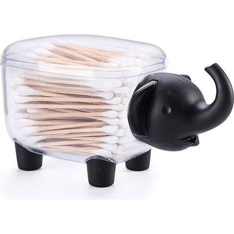 elphant Noir-support En Forme D'lphant Pour Cure-dents Et Cotons-tiges Avec Couvercle (1/5)
