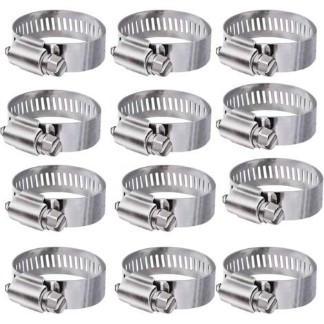 Collier de Serrage 304 Collier INOX Ajustable en Acier Inoxydable Tuyau Pinces Clips Fixationpour Famille Tuyau d'eau, réservoir de gaz, Tube d'automobiles (78-101(12mm)) (1/5)