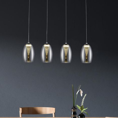 BRILLIANT Lampe Metropolis LED Pendelleuchte 4flg chrom/rauchglas easyDim 4x 5W LED integriert COB, 500lm, 3000K In der Höhe einstellbar / Kabel kürzbar EasyDim: dimmbar mit herkömmlichen Lichts (1/3)